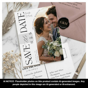 Elegant Script Photo Arch Wedding Save The Date Postcard