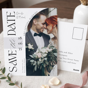 Elegant Script Photo Arch Wedding Save The Date Postcard