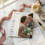 Elegant Script Photo Arch Wedding Save The Date Postcard<br><div class="desc">Announce your upcoming nuptials with this elegant script photo save the date. Featuring a beautiful script font and a space for your favorite engagement photo, this design is perfect for a romantic wedding celebration. The minimalist layout allows your photo and details to shine, making it a timeless keepsake. This design...</div>