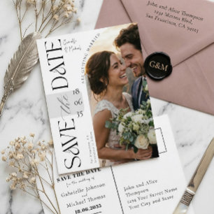Elegant Script Photo Arch Wedding Save The Date Postcard