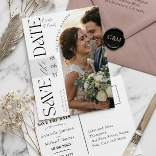 Elegant Script Photo Arch Wedding Save The Date Postcard