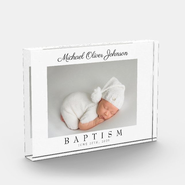 Elegant Script Photo Baptism Photo Block (Left)