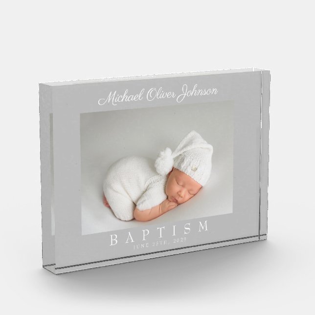 Elegant Script Photo Baptism Photo Block (Left)