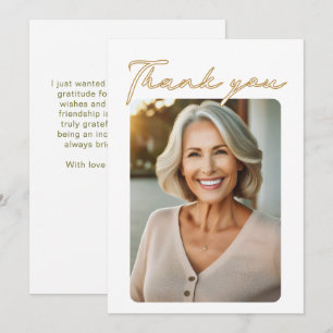 Elegant Script Photo Birthday Thank You Card