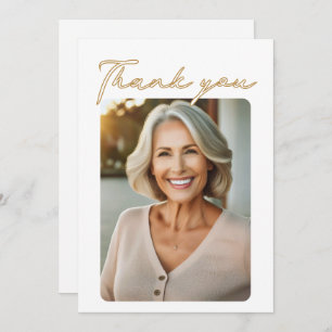 Elegant Script Photo Birthday  Thank You Card