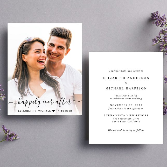 Elegant Script Photo Budget Wedding Invitation (Creator Uploaded)