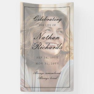 Elegant Script Photo Celebration of Life Funeral Banner