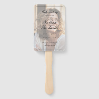 Elegant Script Photo Celebration of Life Funeral Hand Fan