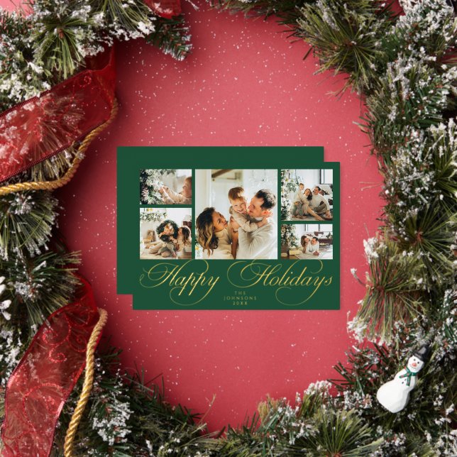 Elegant Script Photo Collage Traditional Christmas (Insitu)