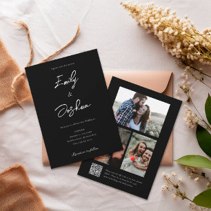 Elegant Script Photo Collage Wedding Invitation