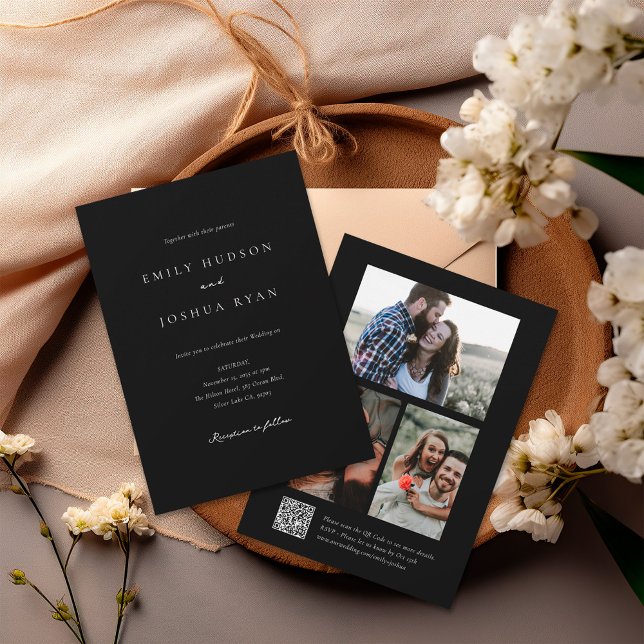 Elegant Script Photo Collage Wedding Invitation (Creator Uploaded)