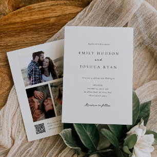 Elegant Script Photo Collage Wedding Invitation
