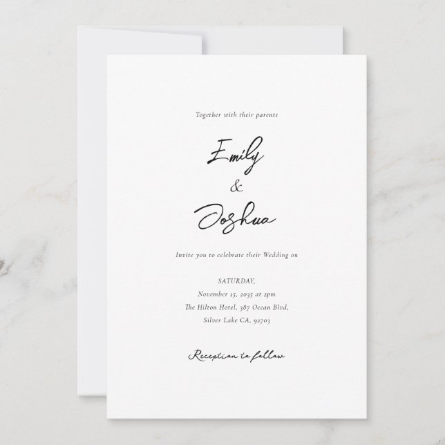 Elegant Script Photo Collage Wedding Invitation (Front)