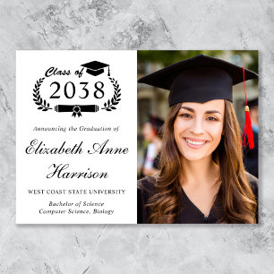 Elegant Script Photo College Graduation Announcement