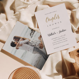 Elegant Script Photo Couples Bridal Shower Invitation