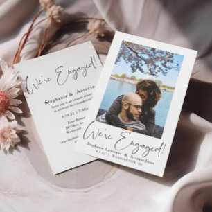 Elegant Script Photo Engagement Party Invitation