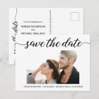 Elegant Script Photo Engagement Save The Date