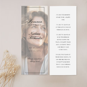 Elegant Script Photo Funeral Memorial Bookmarks