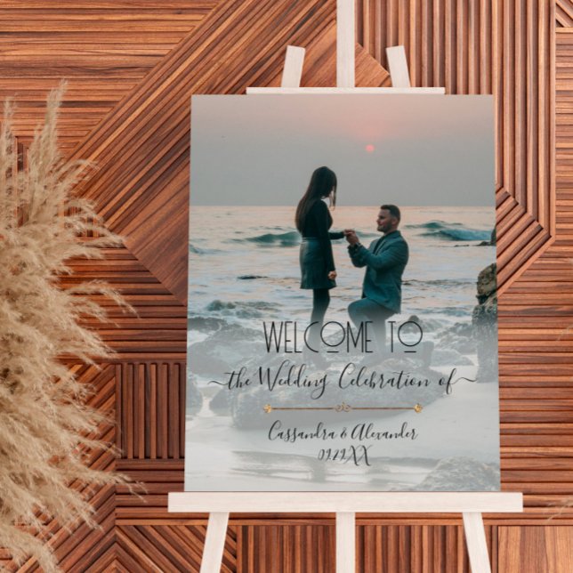 Elegant Script Photo Gold Welcome to our Wedding Poster (Creator Uploaded)