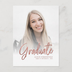 Elegant Script Photo Graduation 2025 Announcement Postcard