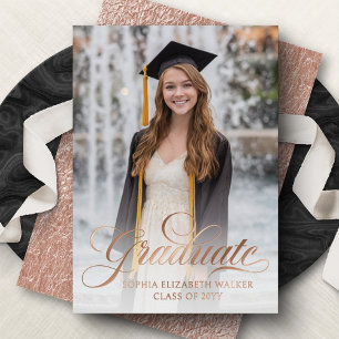Elegant Script Photo Graduation Announcement