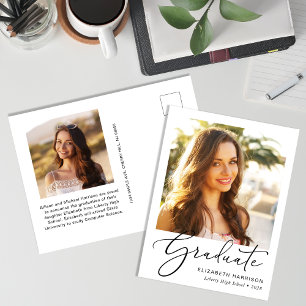 Elegant Script Photo Graduation Announcement Postcard