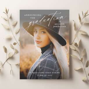 Elegant Script Photo Graduation Invitation