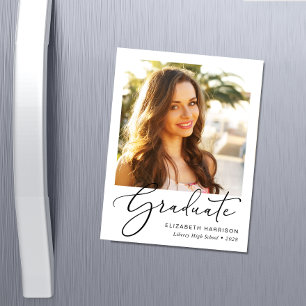 Elegant Script Photo Graduation Magnet