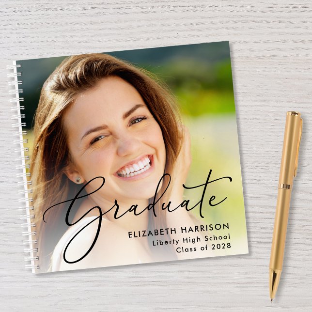 Elegant Script Photo Graduation Party Guest Book (Creator Uploaded)