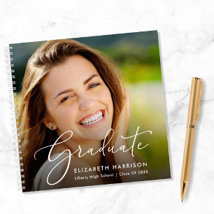 Elegant Script Photo Graduation Party Guest Book