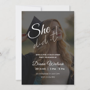 Elegant Script Photo Graduation Party Invitation