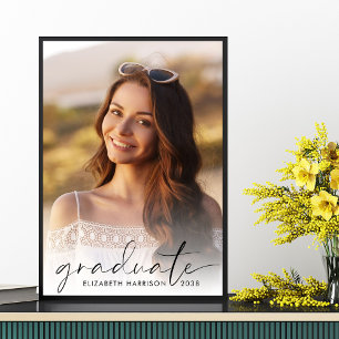 Elegant Script Photo Graduation Party Poster