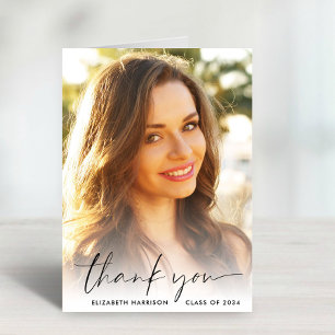 Elegant Script Photo Graduation Thank You Card