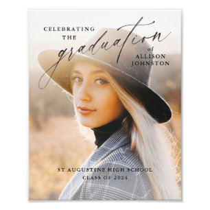 Elegant Script Photo Graduation Welcome