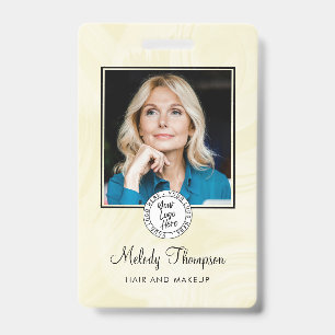 Elegant Script Photo Logo Makeup Hair ID Badge