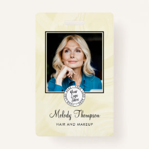 Elegant Script Photo Logo Makeup Hair ID Badge