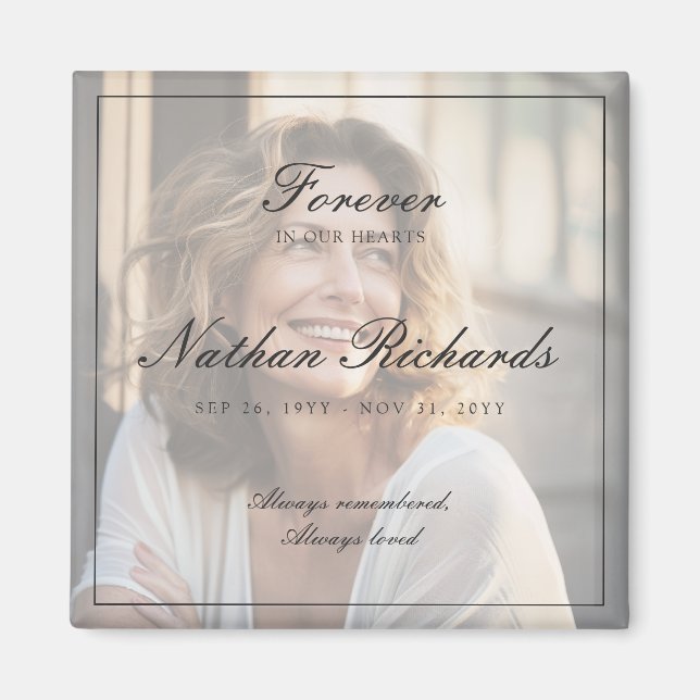 Elegant Script Photo Memorial Celebration of Life Magnet (Front)