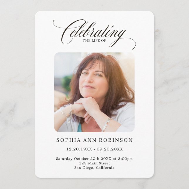 Elegant Script Photo Memorial Order Of Service Programme (Front)