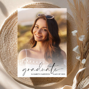 Elegant Script Photo Overlay Graduation Announcement