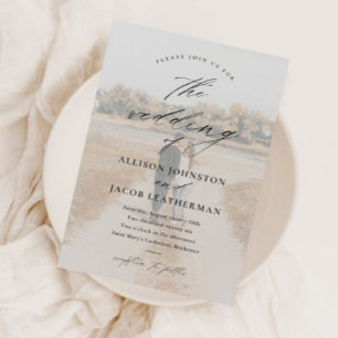 Elegant Script Photo Overlay Wedding  Magnetic Invitation
