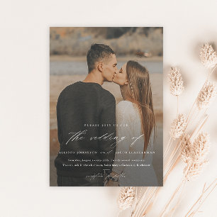 Elegant Script Photo Overlay Wedding Magnetic Invitation