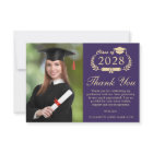Elegant Script Photo Purple Gold Graduation