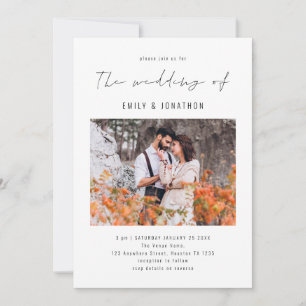 Elegant Script Photo QR Code Wedding Invitation