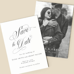 Elegant Script Photo Save the Date Card