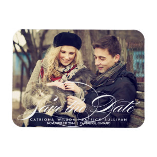 Elegant Script Photo Save the Date Magnets