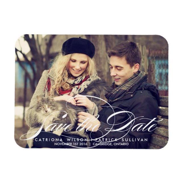Elegant Script Photo Save the Date Magnets (Horizontal)