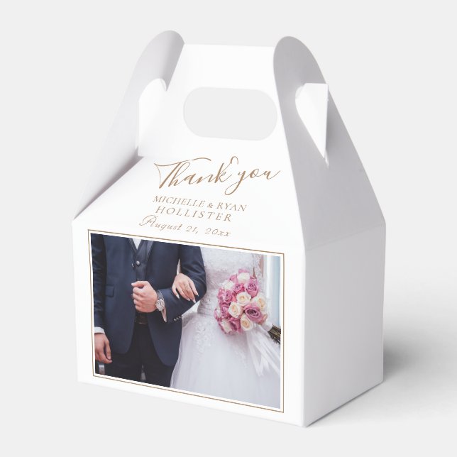 Elegant Script Photo Thank you Favour Box (Front Side)