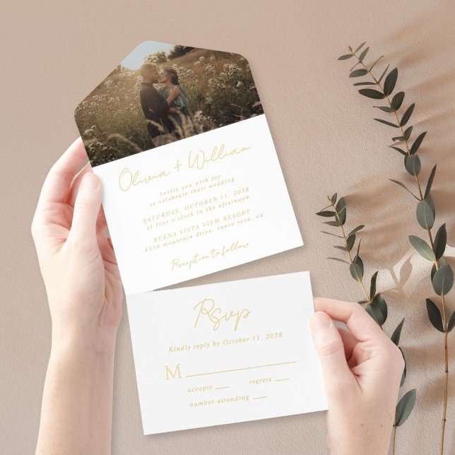 Elegant Script Photo Wedding All In One Invitation (Creator Uploaded)