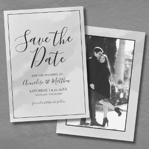 Elegant Script Photo Wedding Save The Date Invitation