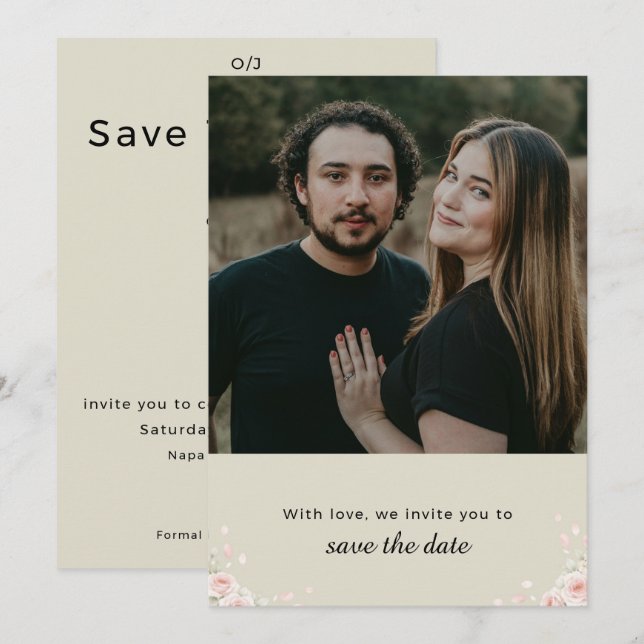 Elegant Script Photo Wedding Save the Date Invite  (Front/Back)